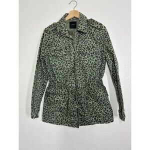 Leopard Print Forever 21 Jacket Womens Medium Green Military Utility Cotton